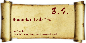 Bederka Izóra névjegykártya